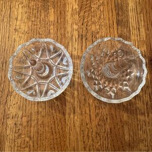 Bundle of two, clear glass (crystal?) ring holders